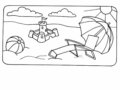 at the beach coloring page