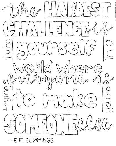 quote coloring page - EE Cummings