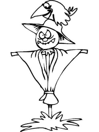 autumn scarecrow coloring page