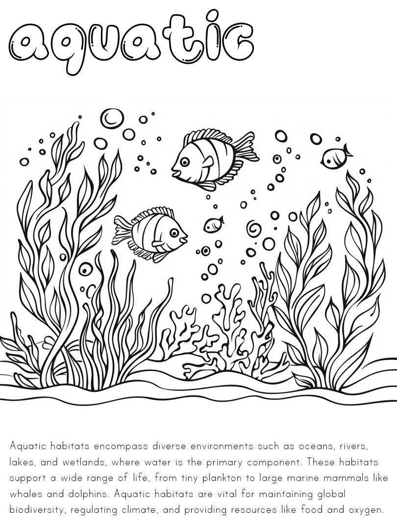 aquatic habitat coloring page