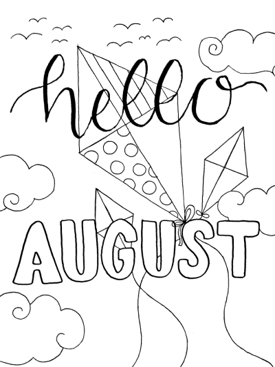 august themed coloring page