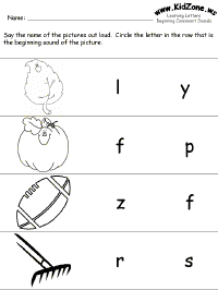 Beginning Consonants Review worksheet