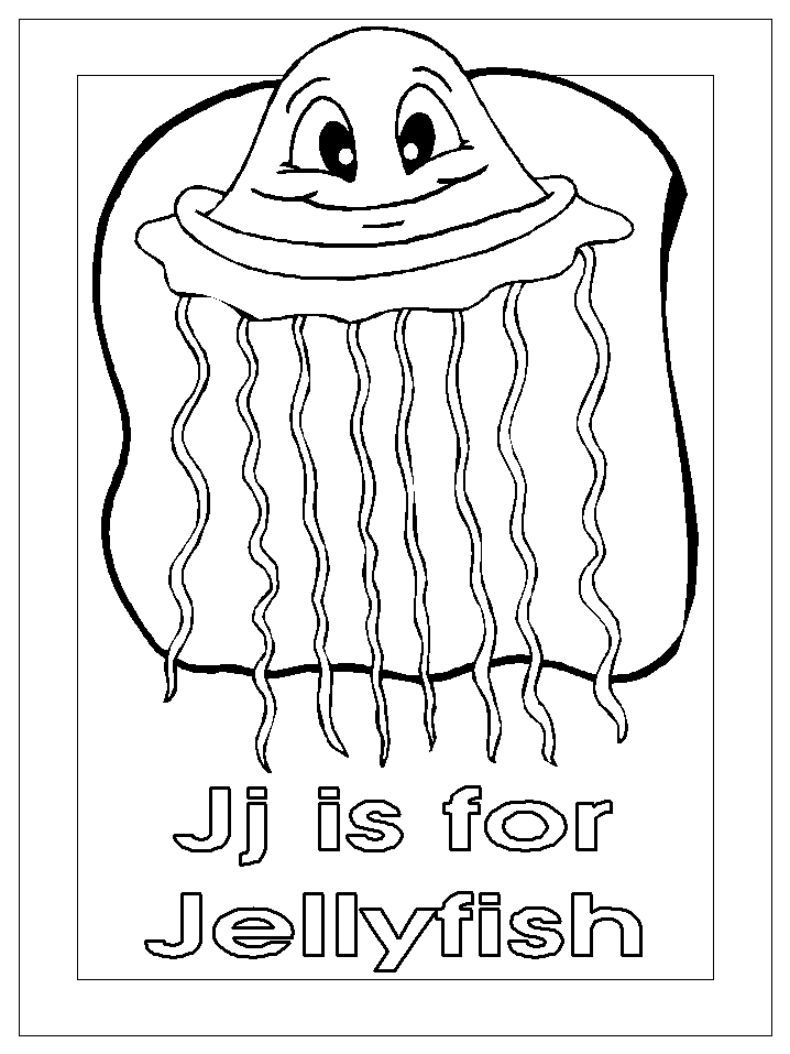 letter j for jellyfish coloring page