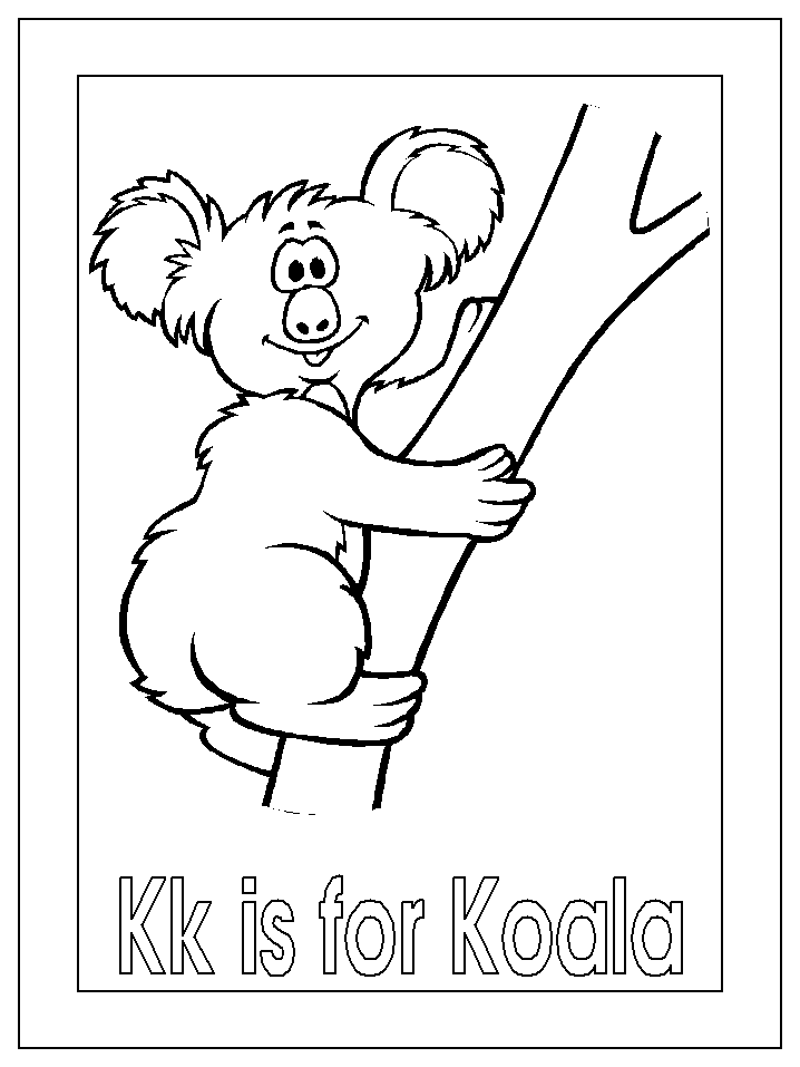 letter k for koala coloring page