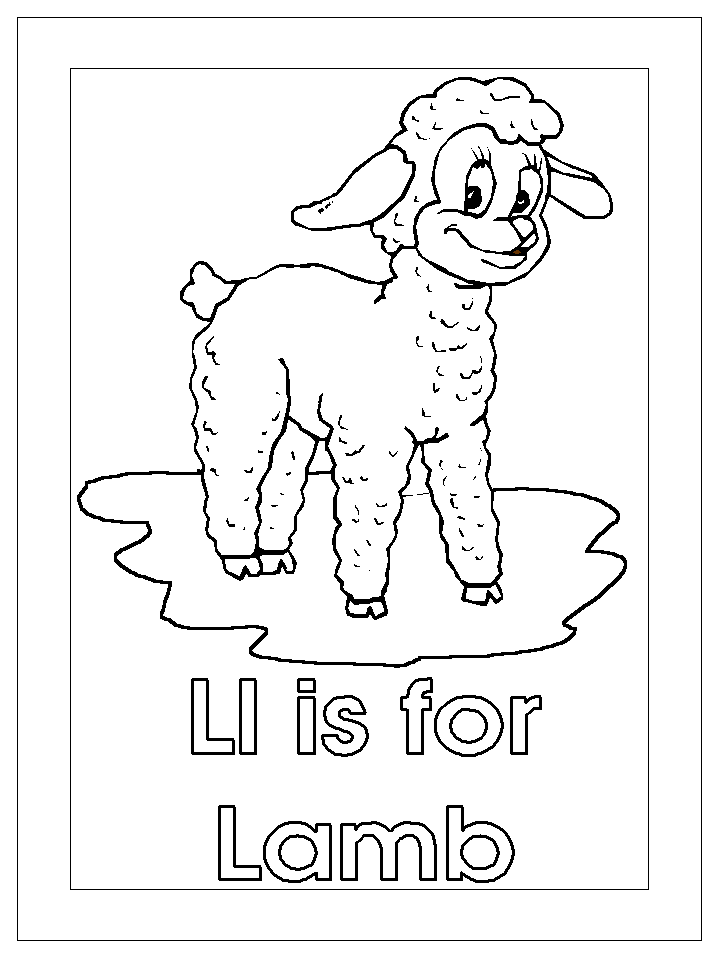 letter l for lamb coloring page