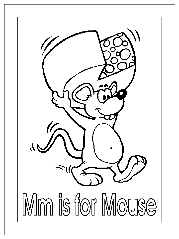 letter m for mouse coloring page