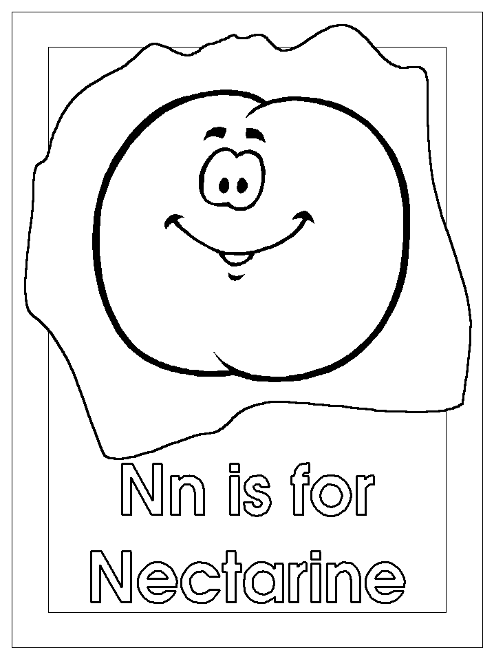 letter n for nectarine coloring page