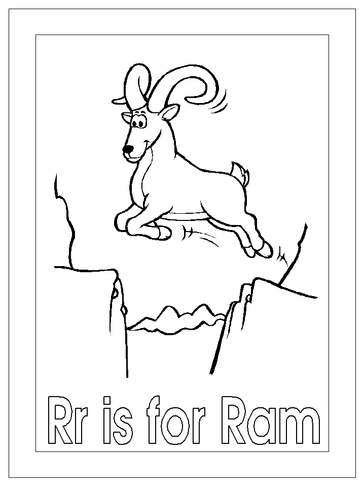 letter r for ram coloring page