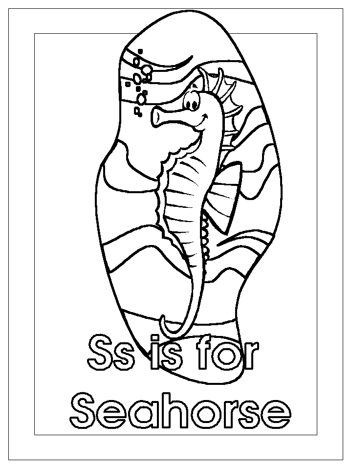 letter s for seahorse coloring page