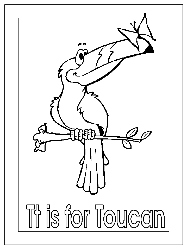 letter t for toucan coloring page