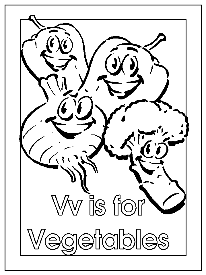 letter v for vegetables coloring page