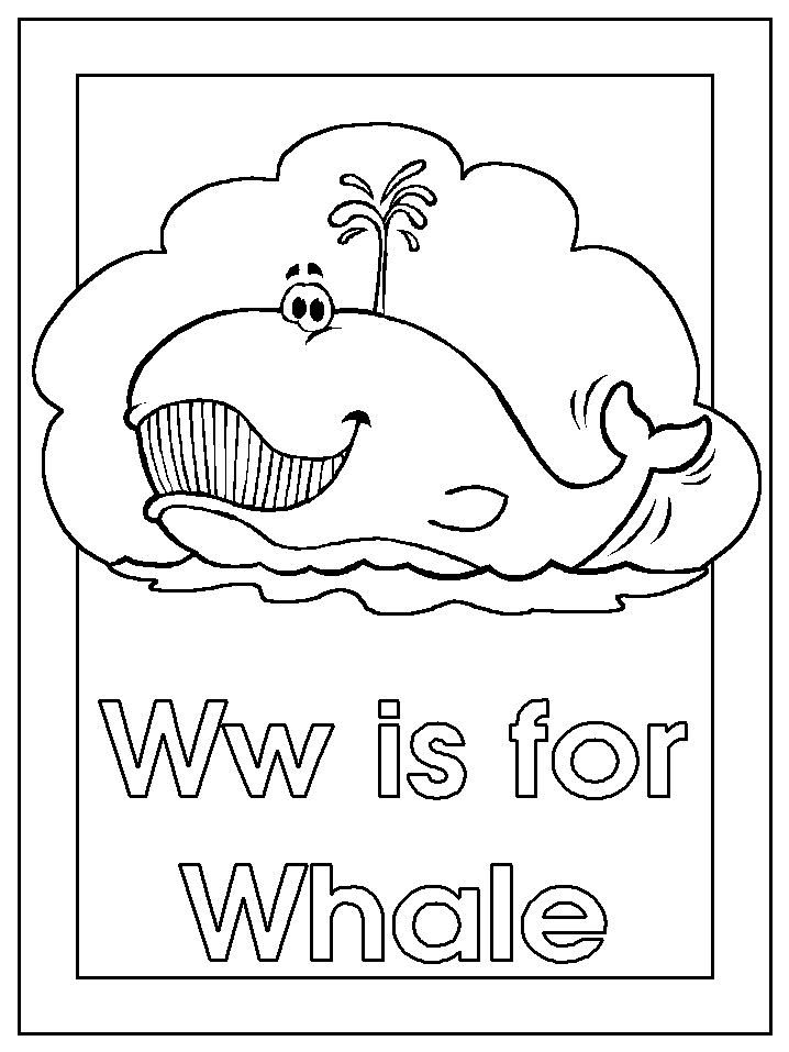 letter w for whale coloring page