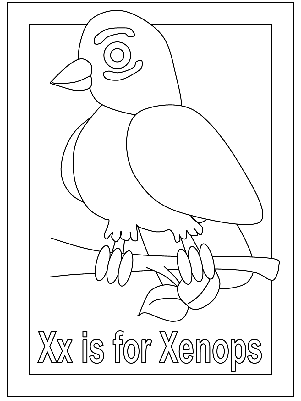 letter x for xenops coloring page