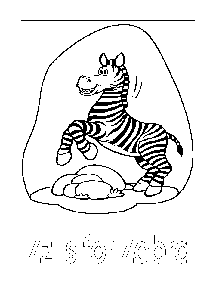 letter z for zebra coloring page