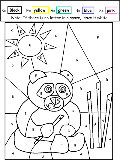 Bear color by letters worksheet