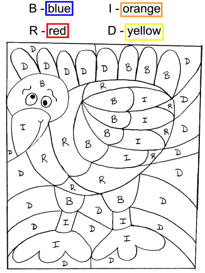 Bird color by letters worksheet