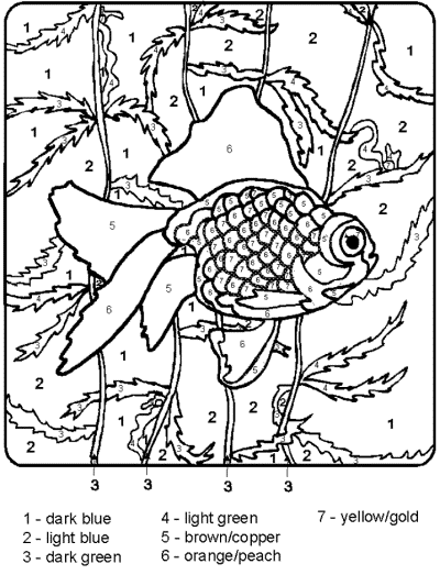 Fish color by numbers worksheet