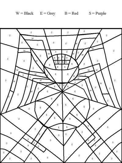 Spider color by letters worksheet