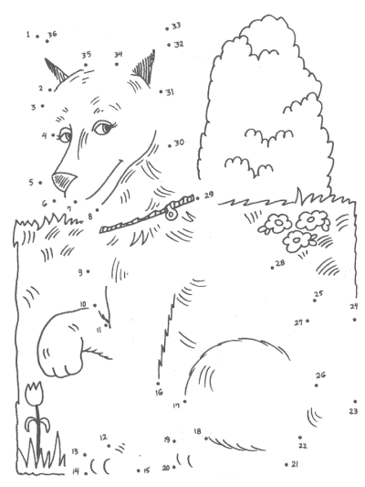 dog connect the dots coloring page