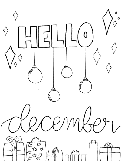 december themed coloring page