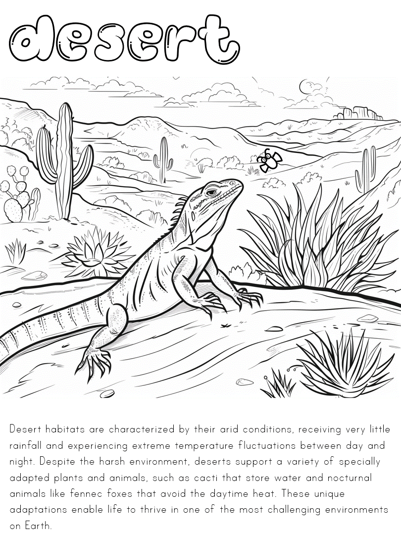 desert habitat coloring page