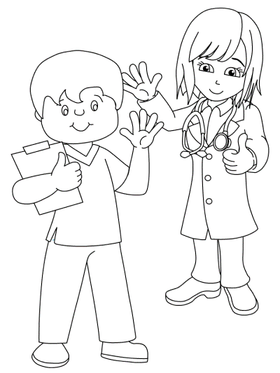 nurse and doctor coloring page