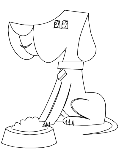 dog with a dog bowl coloring page