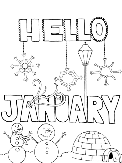 january themed coloring page