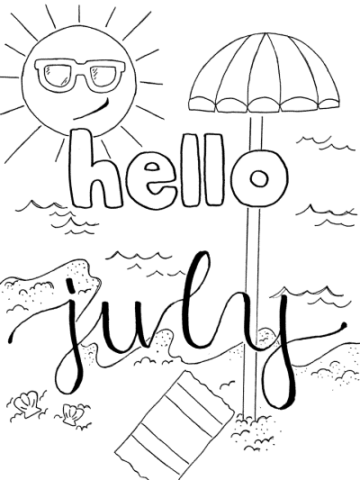 july themed coloring page