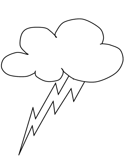 weather coloring page: lightning and a cloud