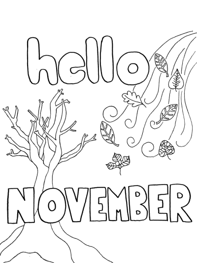 november themed coloring page