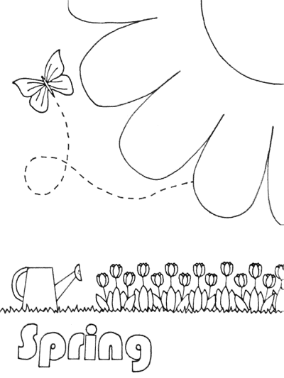 Spring word art coloring page