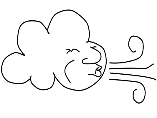 weather coloring page: cloud blowing wind