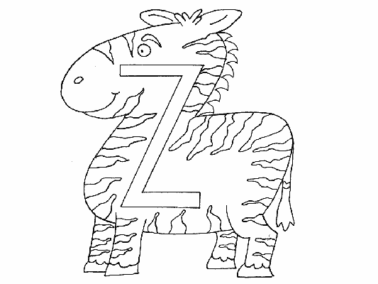 upper case letter z coloring pages for children to print and color.