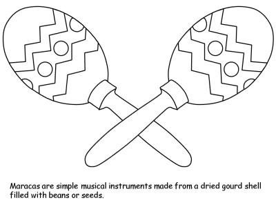 Mexican maracas coloring page