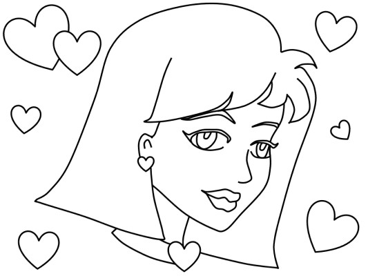 coloring page of a girl with a unicorn horn