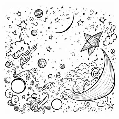 space doodles coloring page