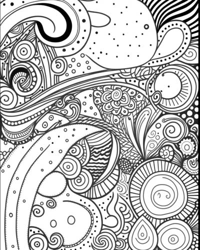 Abstract doodles coloring page