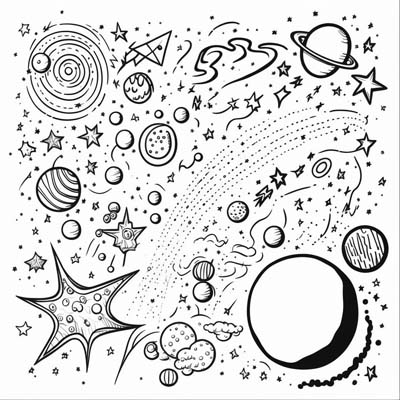 space doodles coloring page