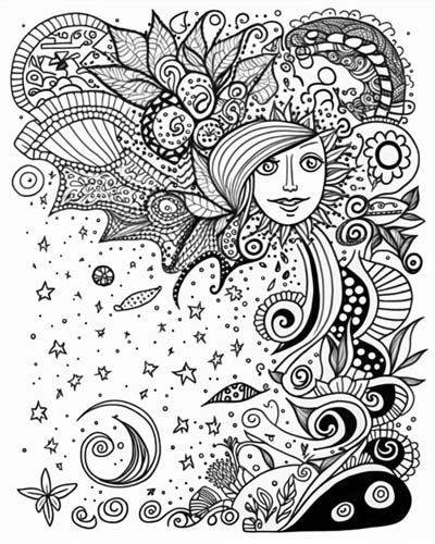 Abstract doodles coloring page