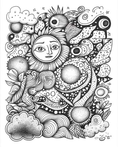 Abstract doodles coloring page