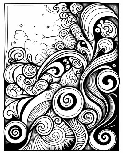 Abstract doodles coloring page