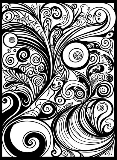 Abstract doodles coloring page