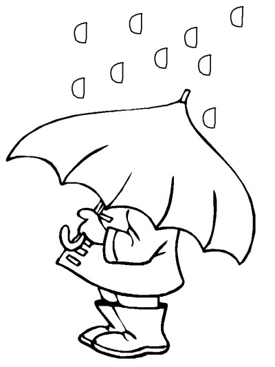 umbrella and rain coloring page