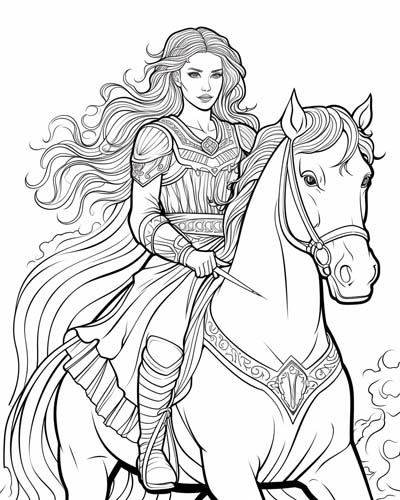 Epona riding a horse coloring page