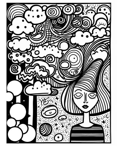 Abstract doodles coloring page