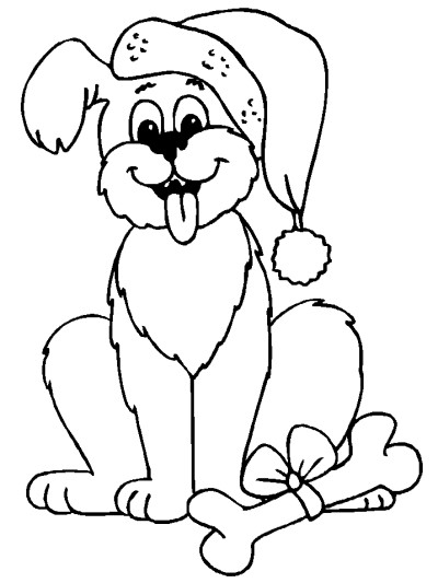 Christmas dog coloring page