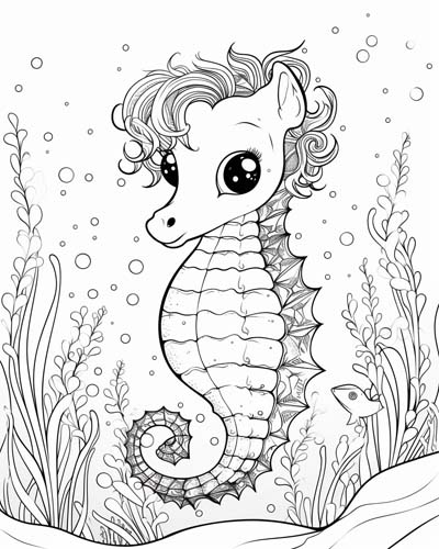 seahorse coloring page