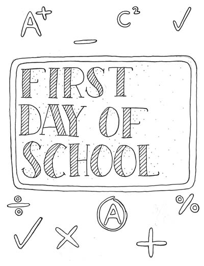 first day of school coloring page