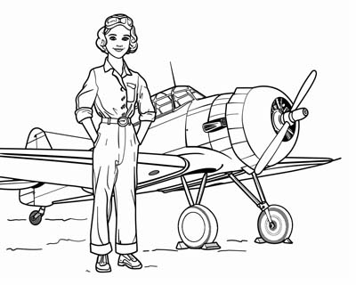 Amelia Earhart coloring page